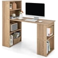 thumbnail image 1 of 48 Inch Computer Desk with Bookshelf, Reversible Study Writing Desk with Storage Shelves & CPU Stand, Compact Office Desks & Workstations, White Desk for Bedroom, Kids Room, Study (White), 1 of 18