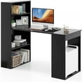 48 Inch Computer Desk with Bookshelf Reversible Study Writing Desk with