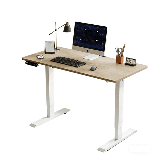48 Inch Computer Desk, Electric Standing Desk with Power Outlets and USB Ports, Height Adjustable Desk, Modern Writing Table with Sturdy Frame for Home and Office Computer Table Gaming Desk
