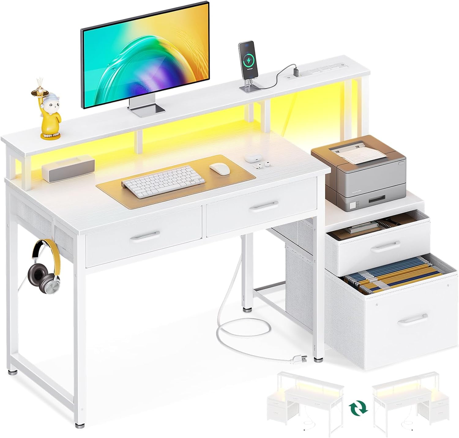 48 inch desk with file drawer discount