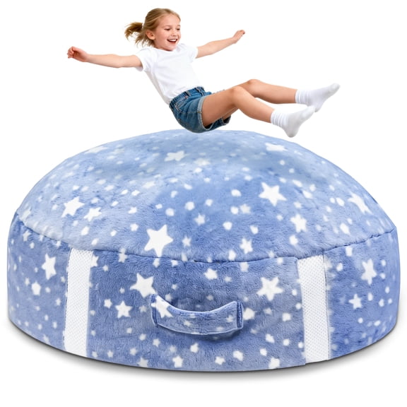 48 Inch Crash Pad for Kids Sensory, 4Ft x 4Ft Autism Crash Mat for Jumping Play, Soft Sensory Bean Bag Floor Mat with Handle, Gymnastics CrashPad with Anti-slip Washable Cover, Gift for Toddler