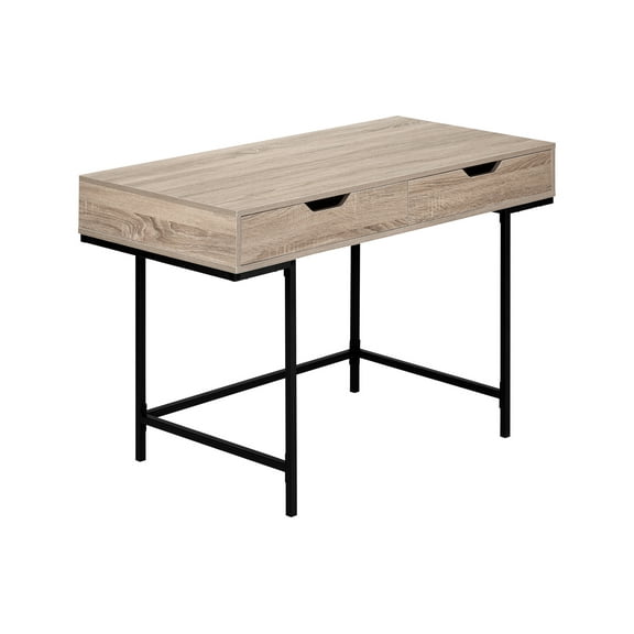 48 Inch Dark Taupe Wood Look Computer Desk with 2 Drawers and Floating Metal Base