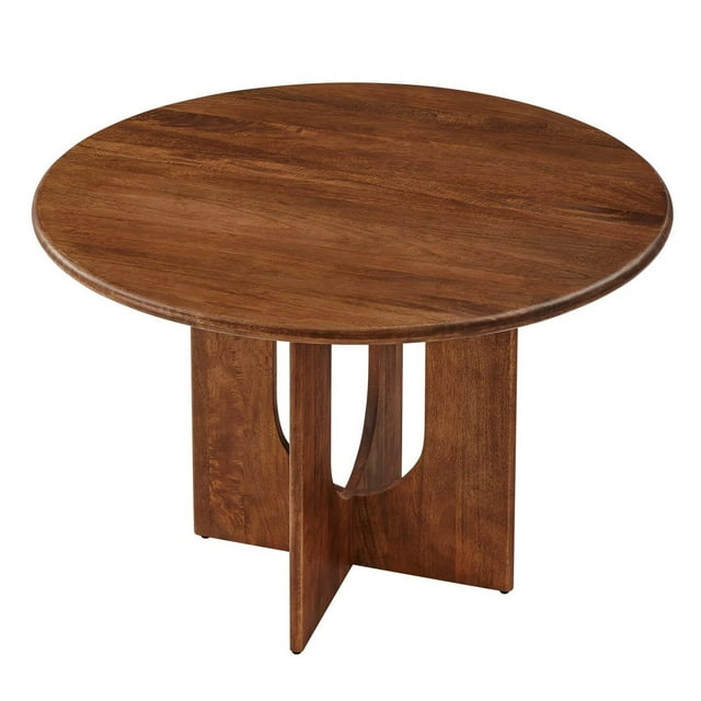 48 Inch Dining Table, Walnut, Wood, Round, Living Kitchen Cafe Bistro Hospitality Restaurant, Modern Contemporary HB36523