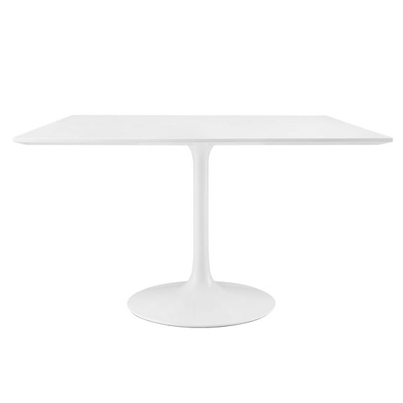 48 Inch Dining Table, White, Wood, Metal Steel, Square, Mid Century Kitchen Cafe Bistro Hospitality Restaurant, Modern Contemporary HB32521