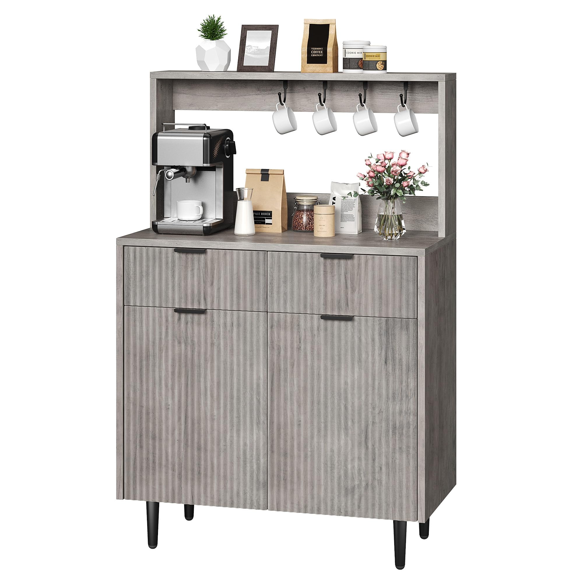 48-Inch Farmhouse Buffet Cabinet with 2 Drawers and 2 Doors – Open ...