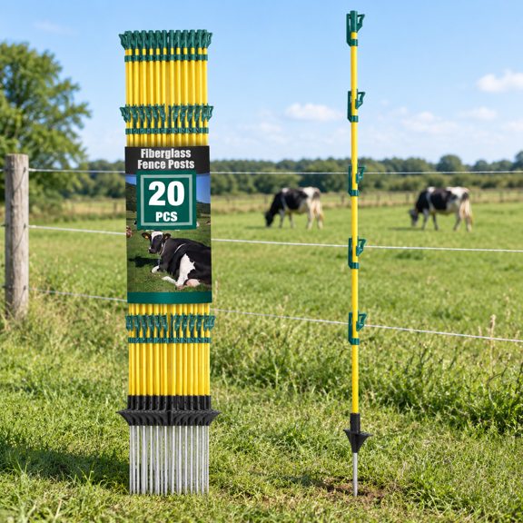 48 Inch Fiberglass Step-In Electric Fence Posts for Polytape and Polywire