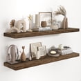 thumbnail image 1 of 48 Inch Floating Shelves, 9.3 Inch Deep Wall Shelves for Bathroom, Living Room, Bedroom, Kitchen, Deep Long Shelf Wall Mounted 2 Pack Shelf for Books, Decor, Rustic Brown, 1 of 14