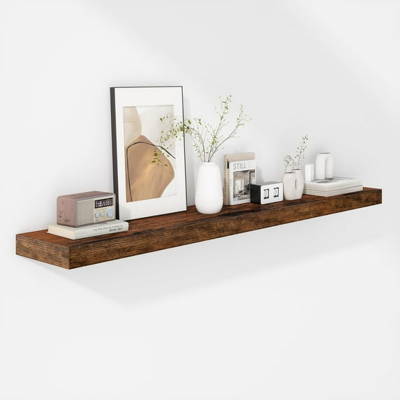 48 Inch Floating Shelves - Fireplace Mantel Shelf - Deep Wall Mounted Wood Storage Shelf for Bedroom, Kitchen, Farmhouse - 1 Pack, Rustic Brown
