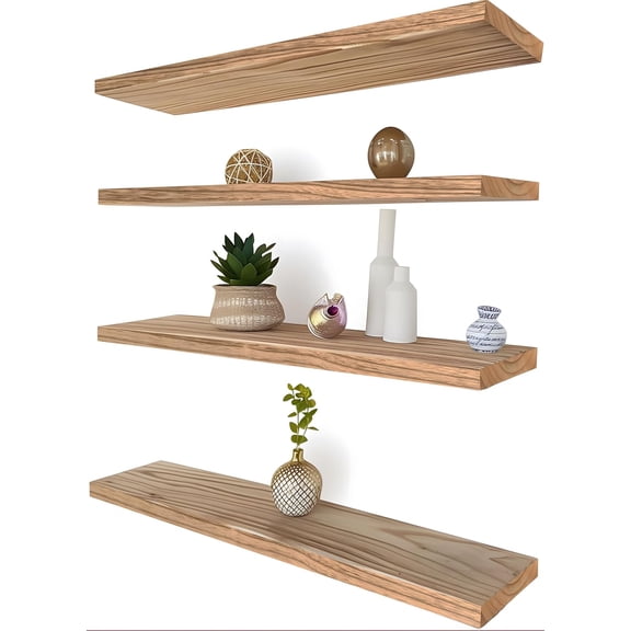 48 Inch Floating Shelves for Wall Rustic Light Wood Wall Shelves for Bedroom Set of 4