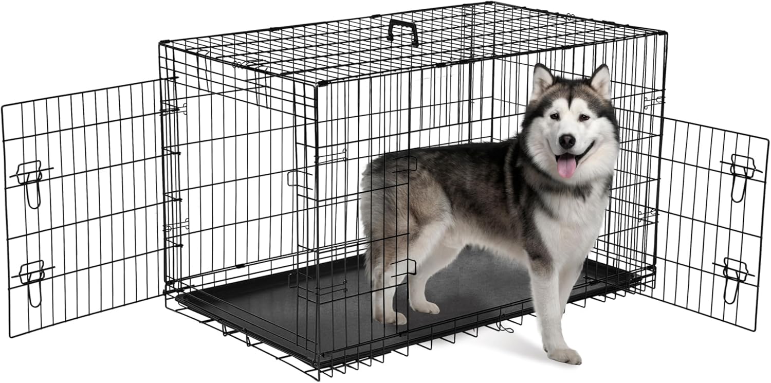 Picture of 48-Inch Folding Metal Wire Dog Crate, Durable, Foldable, Collapsible ...