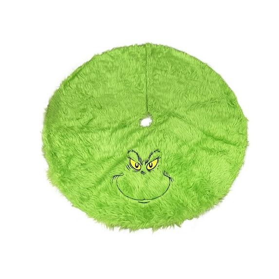 48 Inch Green Merry Christmas Tree Skirt Ornament, Funny And Soft Cartoon Pattern Tree Mat Home Decoration For Holiday Party Supplies