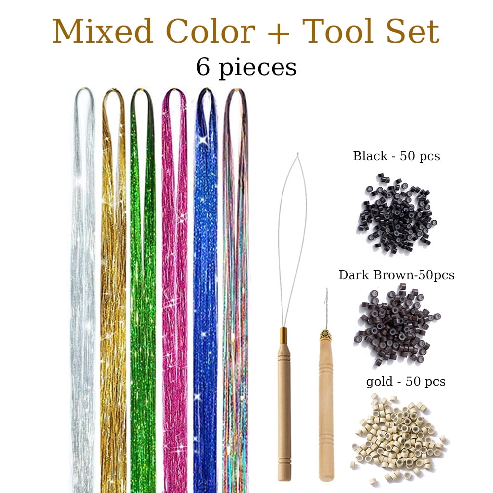 48 Inch Hair Tinsel Kit With Tool 1200 strands Tinsel Hair Extensions
