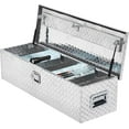 thumbnail image 1 of 48 Inch Heavy Duty Aluminum Diamond Plate Tool Box Pick Up Truck Bed RV Trailer Toolbox Waterproof Square Storage Organizer with Side Handle, Lock and Keys -48"x 15"x 15", Silver, 1 of 7