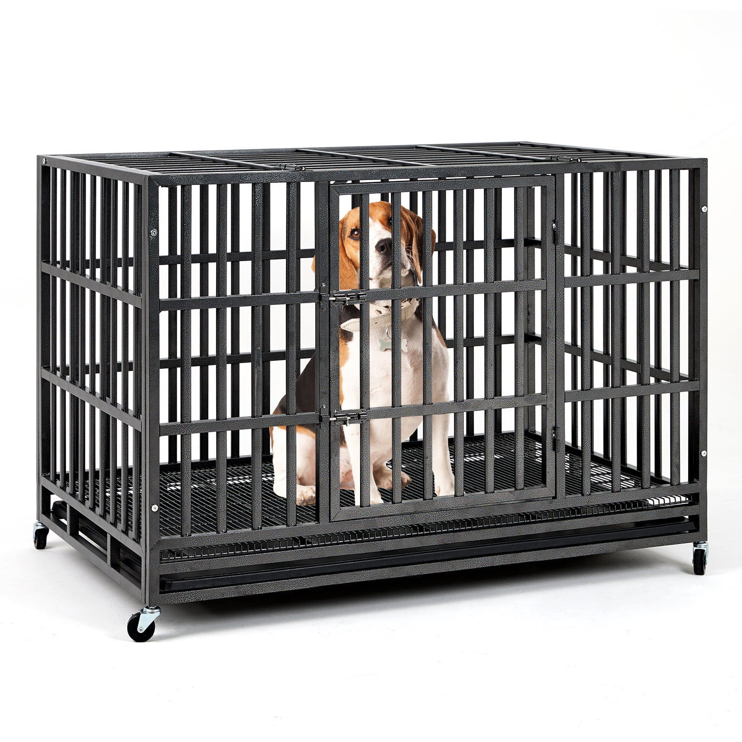 48 Inch Heavy Duty Dog Crate – Indestructible Steel Cage for Large Dogs ...
