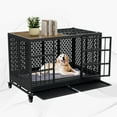 48 Inch Heavy Duty Dog Crate with Wheels, Folding Metal Big Dog Cage