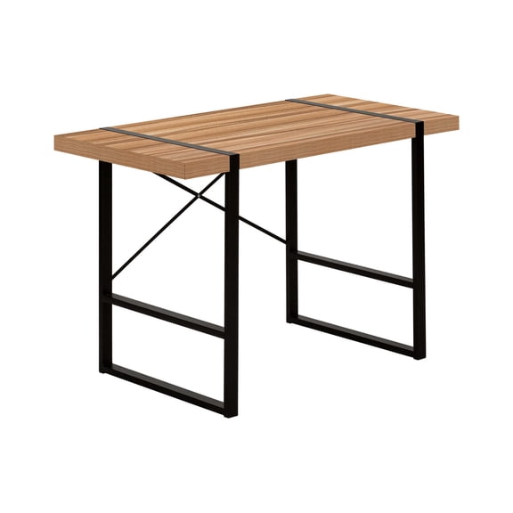 48 Inch Light Reclaimed Wood Look Computer Desk with X Frame and Floating Metal Legs