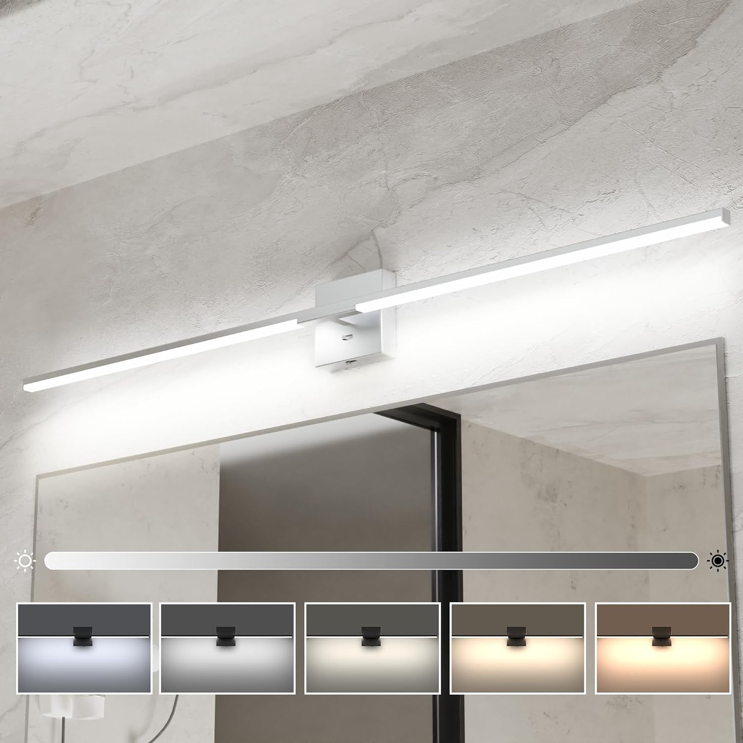 48 Inch Modern Bathroom Vanity Light with Built-in Dimmer, 28W Dimmable ...