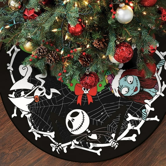 48 Inch Nightmare Before Christmas Tree Skirt - Soft and Cozy Farmhouse Holiday Decor, Xmas Tree Base Cover, Perfect for Christmas Party, Winter Holiday Decorations