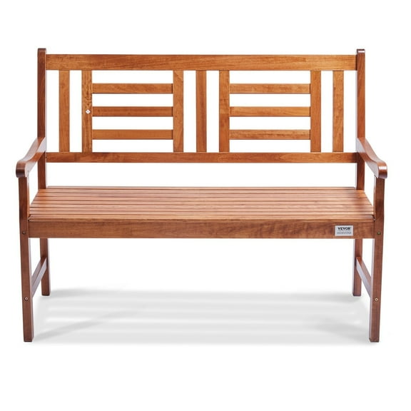 48 Inch Outdoor Wood Garden Bench with Backrest Armrests 700 lbs Capacity for Patio Park Yard Porch