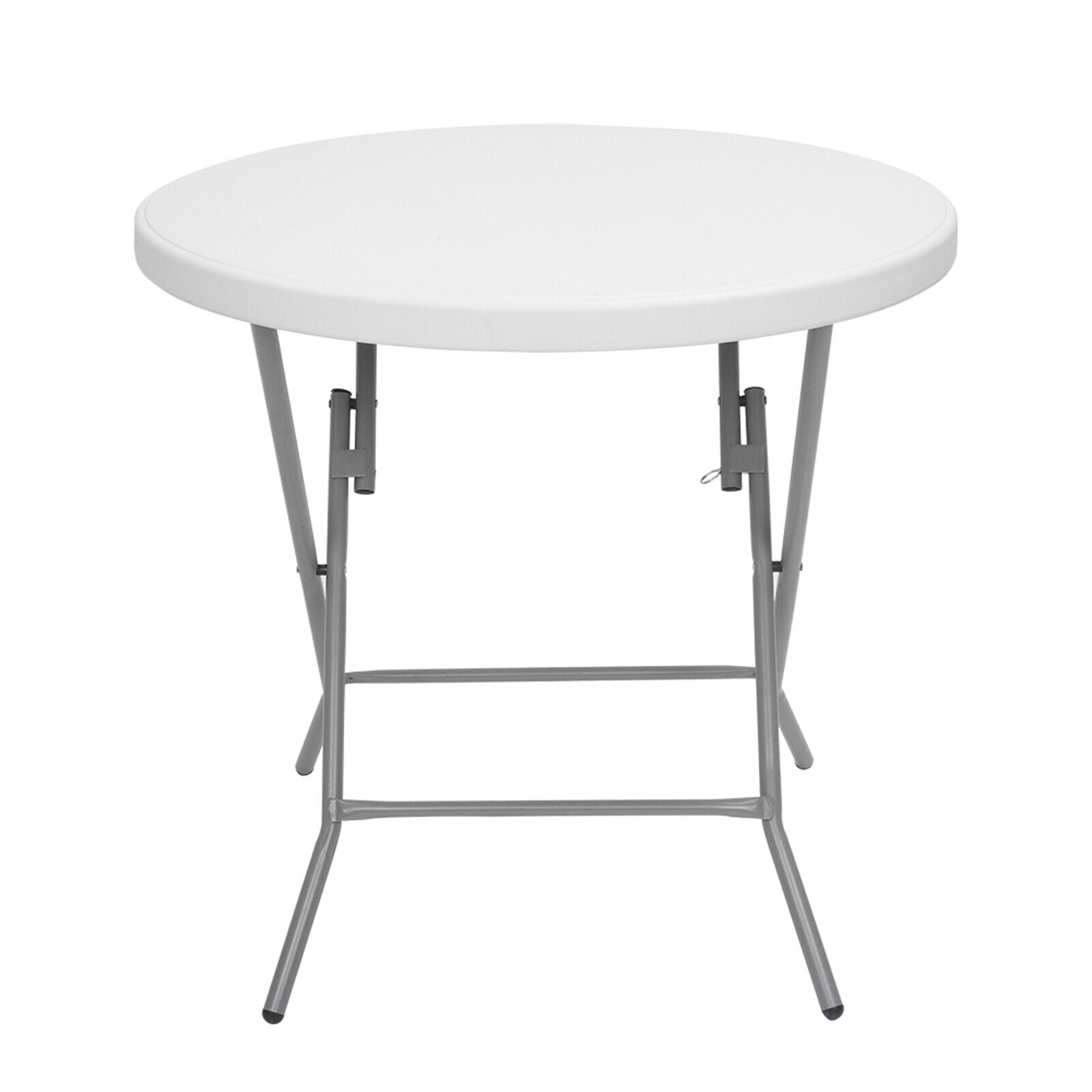 48 Inch Patio Dining Table Fold in Half Round Folding Table Indoor Outdoor Utility Table with 4 Steel Feet Carrying Handle White