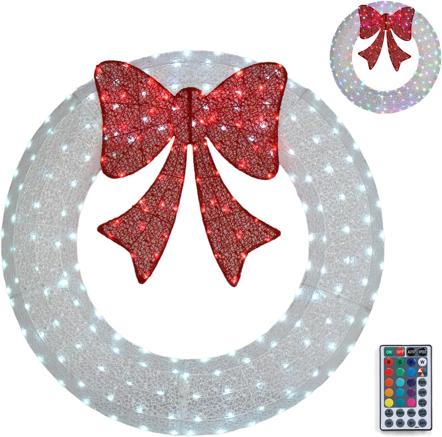 48 Inch Prelit Large Christmas Wreath with 224 LED MultiColor Lights