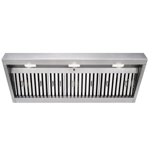 Akicon 48 Inch Range Hood Insert, Stainless Steel 8" Ducted Insert/Built-in Kitchen Vent Hood with 1200 CFM Suction, Dimmable LED Lights and Dishwasher Safe Filters, 4 Speed-Cool White