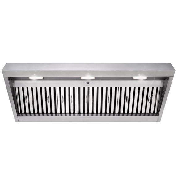 Akicon 48 Inch Range Hood Insert, Stainless Steel 8" Ducted Insert/Built-in Kitchen Vent Hood with 1200 CFM Suction, Dimmable LED Lights and Dishwasher Safe Filters, 4 Speed-Cool White