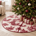 48 Inch Red Vintage Toile Christmas Tree Skirt for 6 to 9 Foot Trees ...
