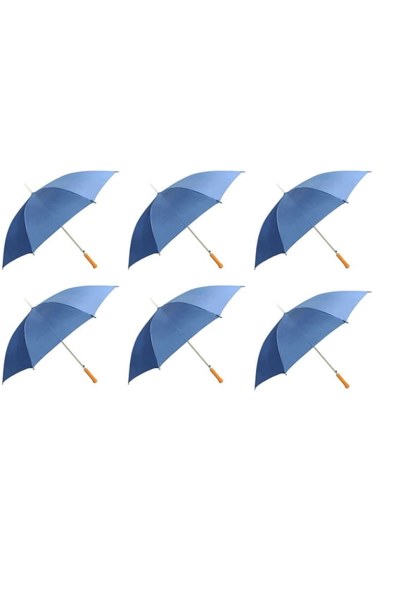 48 Inch Royal Blue Rain Umbrella, 6 Pack