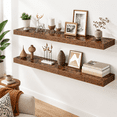 48 Inch Rustic Brown Floating Shelves, Pack of 2, 8 Inch Deep Wall ...