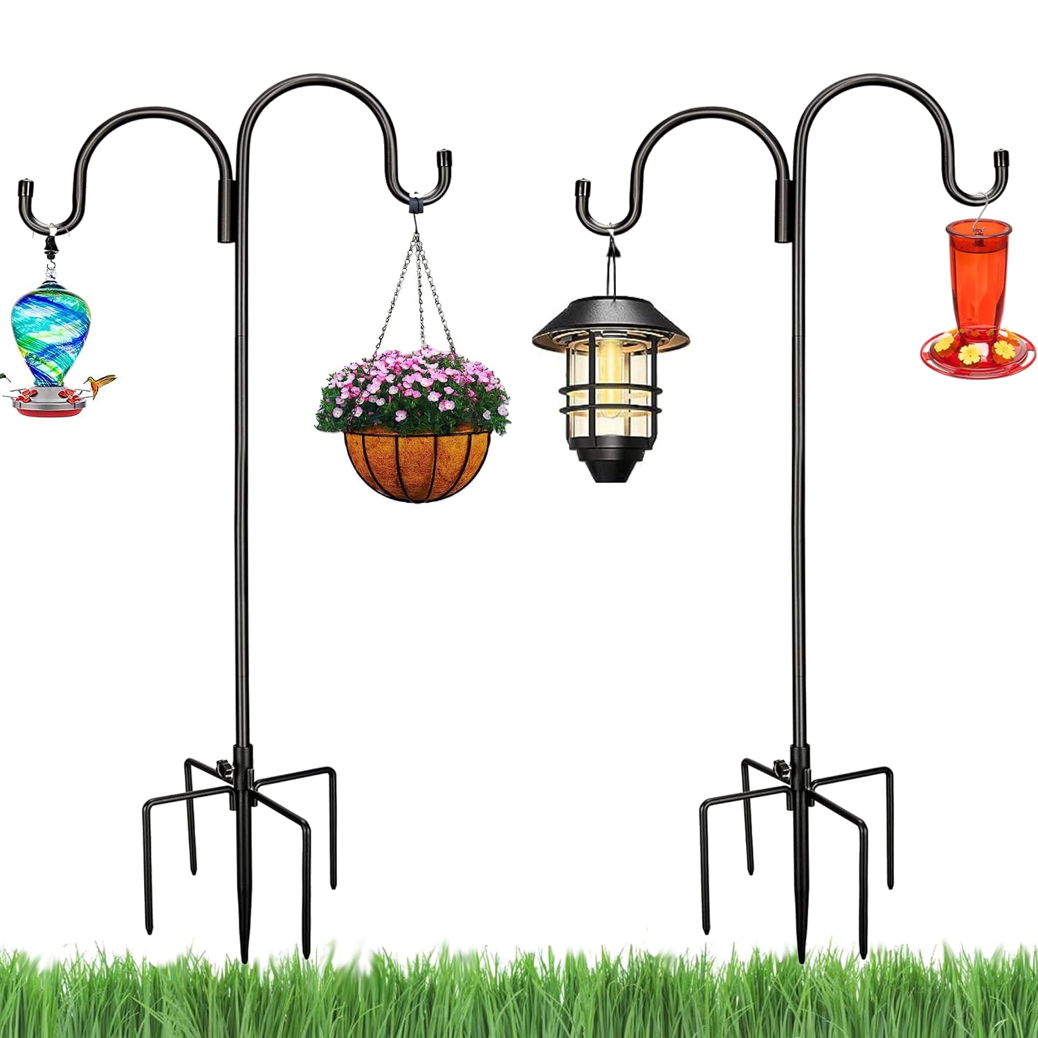 48 Inch Shepherds Hooks for Outdoor 2 Pack, Bird Feeder Poles with