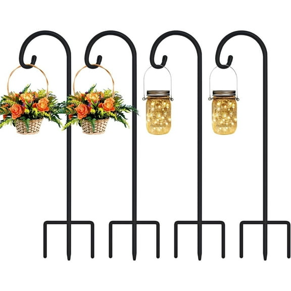 48 Inch Small Shepherd Hooks for Outdoor, Garden Hook for Lanterns, Sheperd Hooks for Hanging Plants, Bird Feeders, Solar Lights, Mason Jars, Weddings Decor, 4 Pack