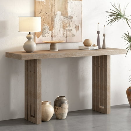 59-Inch Sofa Side Table, Atumon Storage Console Table, Modern Entryway Table, Wood Console Table with Open Shelf, Console Table for Entryway Hallway Living Room, 59"L x 16.5"W x 31.8"H, Natural
