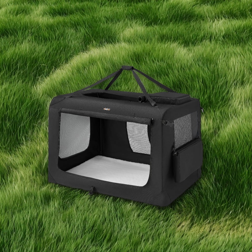 48-Inch Soft Dog Crate, Collapsible Portable for Indoor Outdoor Use - Secure Kennel with Zippers for Home, Car, Travel Camping, Black