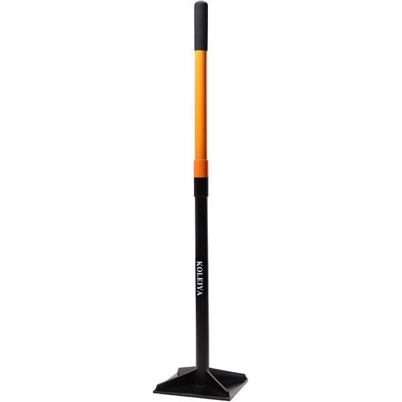 48 Inch Steel Hand Tamper Tool, 8x8 Inch Heavy Duty Ground Tamper and Soil Compactor for Landscaping, Yard, Garden, Pavers - Manual Tamping Tool for Dirt Leveling, Soil Compaction
