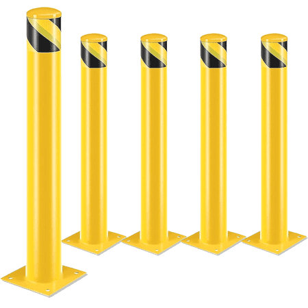 48-Inch Steel Safety Bollards - 4.5-Inch Diameter for Driveway Security, Ideal for High Traffic Areas and Parking Lots
