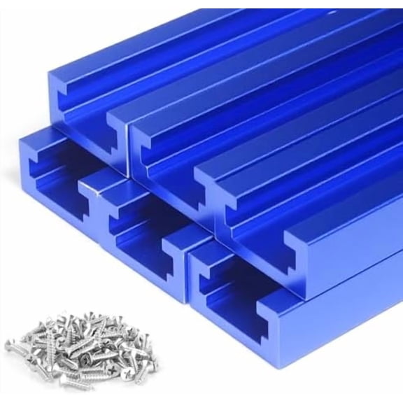 48 Inch T Track for Woodworking 6pcs Double Cut Profile Universal Aluminum T Rail Track with Predrilled Mounting Holes and Screws for Drill Press Table, Router Table(Blue)$$Tools & Hardware Other