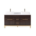 thumbnail image 1 of Tennant Brand 60" Espresso Wenge Double Sink Bathroom Vanity with White Quartz Top, 1 of 4