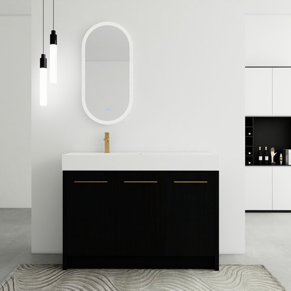 48-Inch Vanity with Durable Plywood - Resin Sink Design - Bathroom Function - Withstand Moisture and Humidity