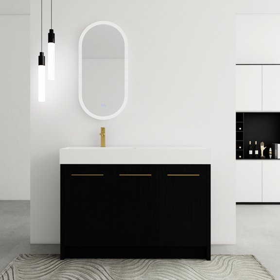 48-Inch Vanity with Durable Plywood - Resin Sink Design - Bathroom Function - Withstand Moisture and Humidity