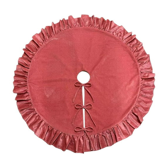 48-Inch Velvet Christmas Tree Skirt, Ruffled Holiday Tree Skirt for Christmas Trees, Vintage Style Christmas Tree Base Cover, Soft Tree Skirt for Home & Gift Decorations