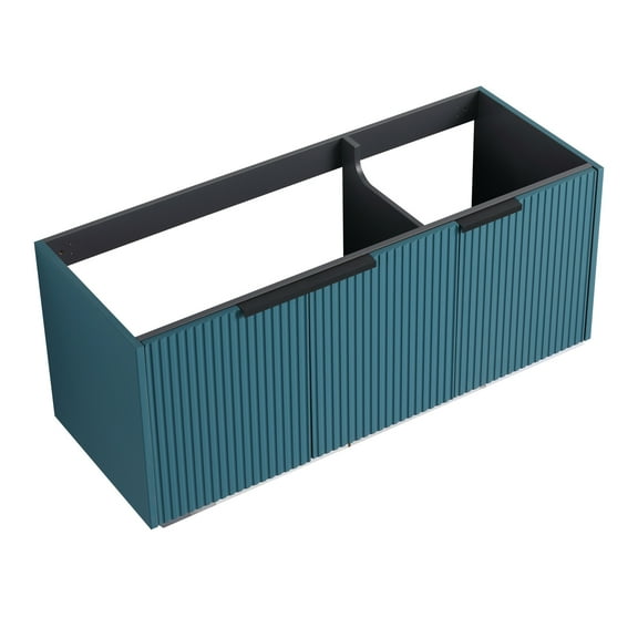 48-Inch Wall-Mounted Bathroom Vanity with Soft-Close Doors & Ample Storage, Lake Blue Finish (Sink Not Included)