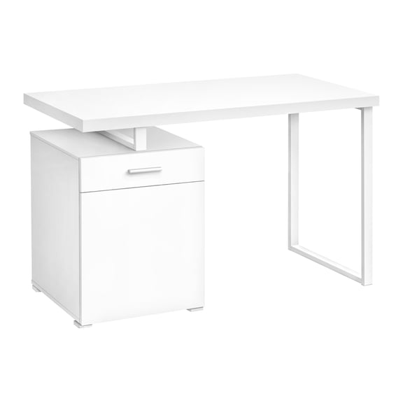 48 Inch White Modern Computer Desk with Floating Top and Modular Storage