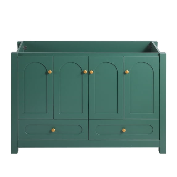48-Inch Wide Green Bathroom Vanity with Ample Storage - 4 Sliding Doors & 2 Drawers Cabinet (Ceramic Basin Not Included)