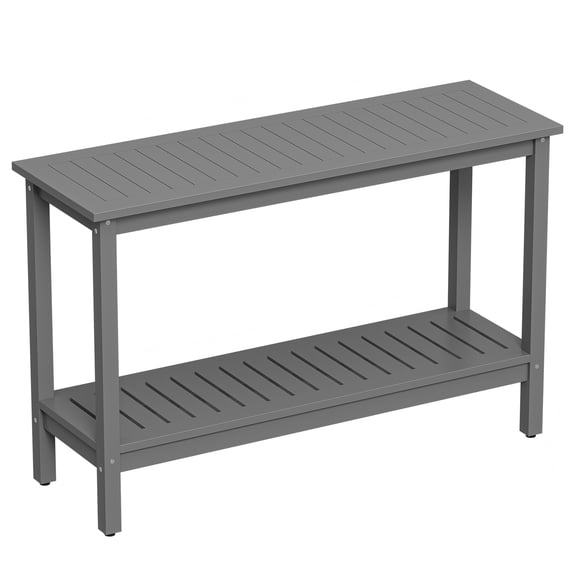 SuperDeal 48" Outdoor Console Table Versatile Wood Buffet Bar Organizer W/Slat Storage Shelf for Indoor, Outdoor, Patio, Deck, Gray