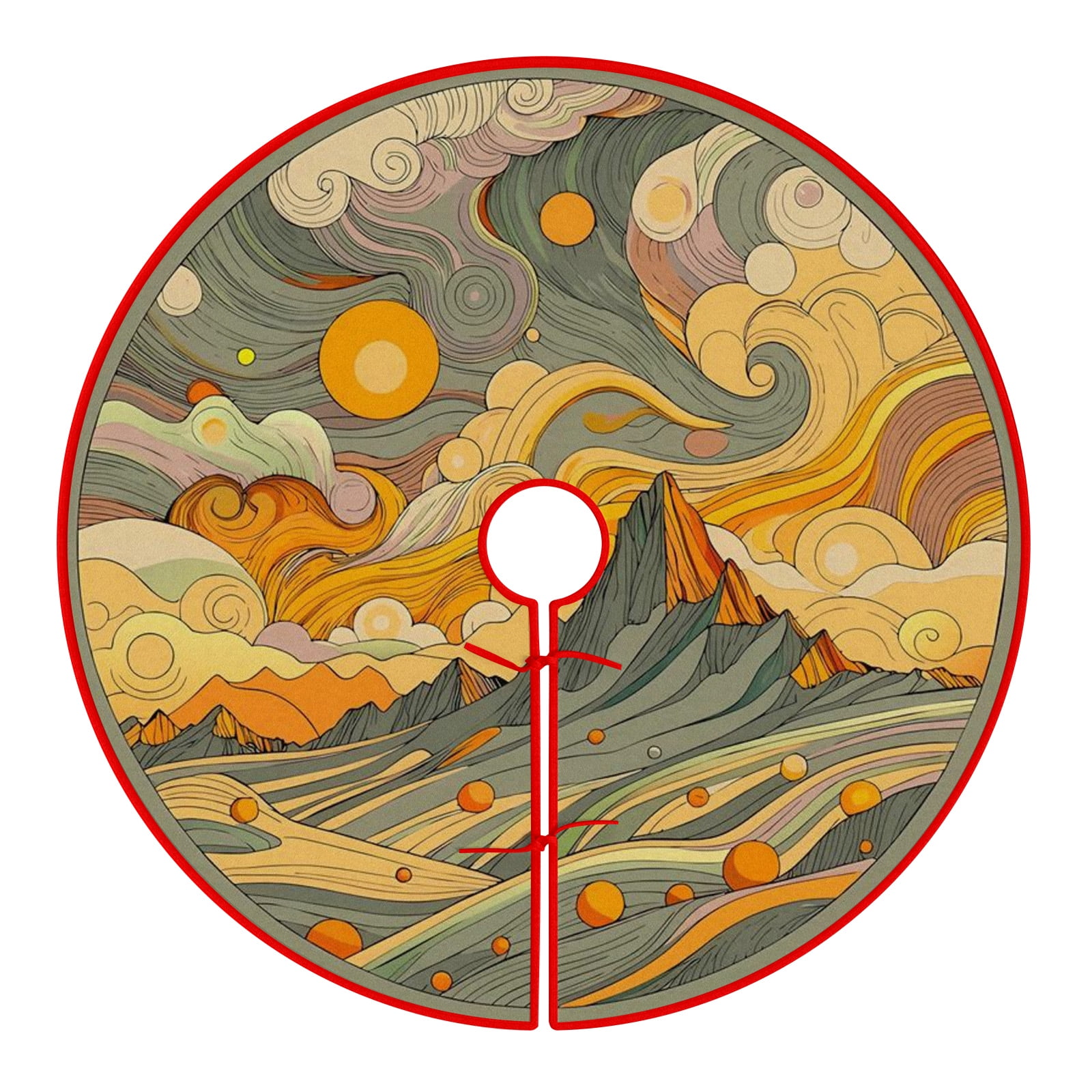 48 Inches Christmas Tree Skirt Rustic Tree Skirt Winter Happy New Year