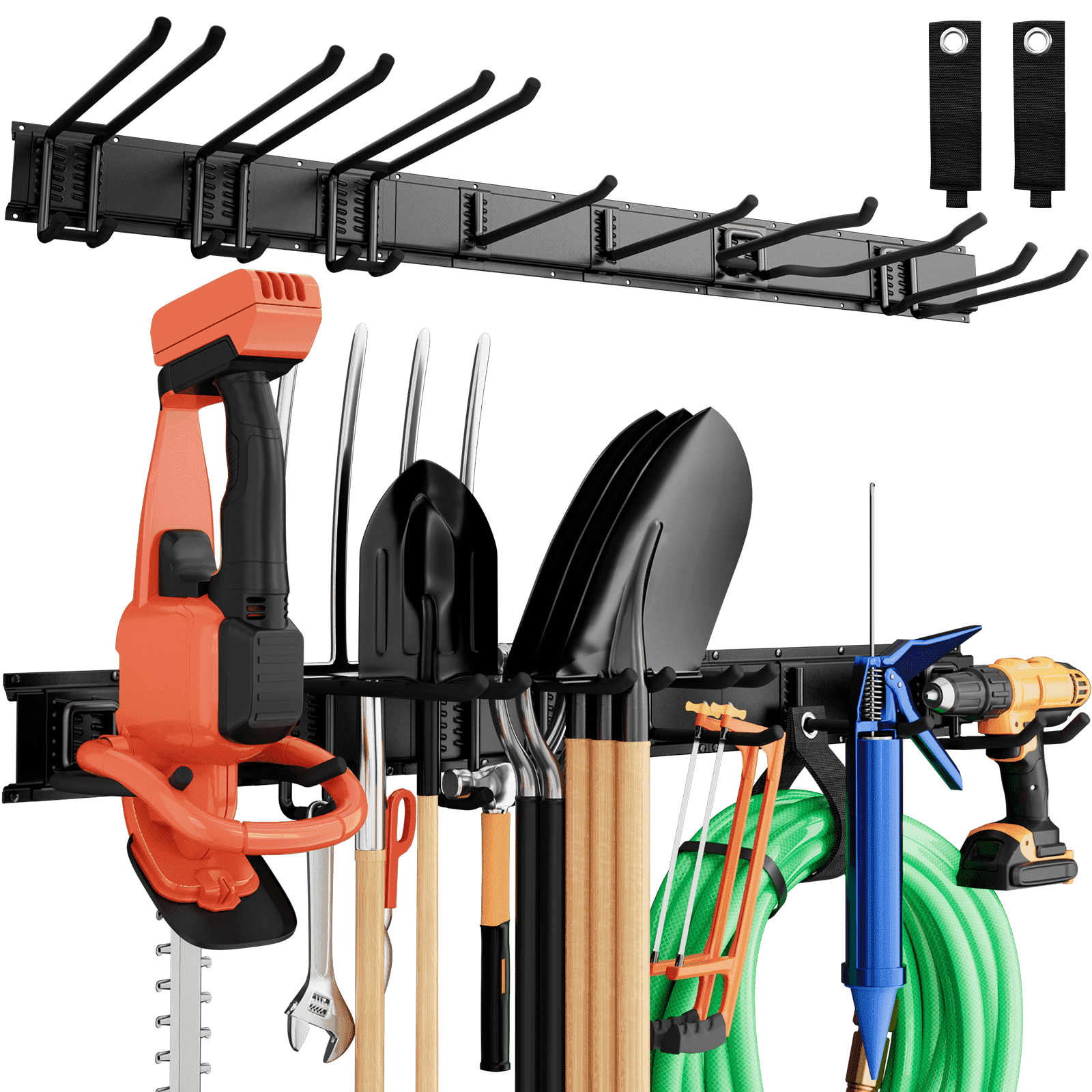 UNTIMATY 48" Garage Tool Organizer Wall Mount Garden Tool Storage Rack Hanger for Yard and Lawn with 7 Adjustable Hooks, 450 lbs Capacity