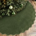 thumbnail image 1 of 48 Inches Green Christmas Tree Skirt, Neutral Velvet Christmas Tree Skirts, Modern Scalloped Edge Christmas Decorations, Minimalist Mat for Home Indoor Outdoor Holiday Party Decor(Green), 1 of 6