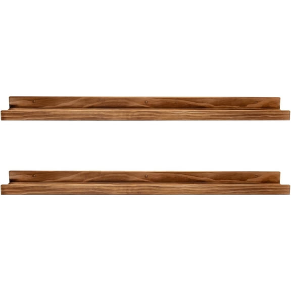 48 Inches Long Wood Photo Picture Ledge Shelf with Lip Floating Shelves for Nursery Books Set of 2 Rustic Wall Shelf for Bedroom Office Bathroom Living Room Frames