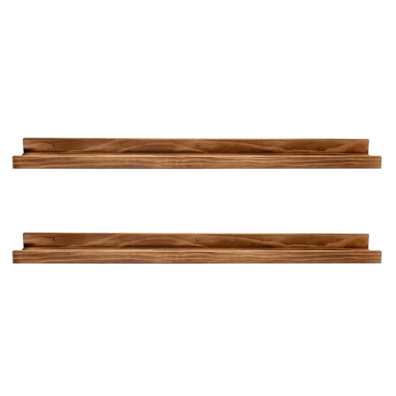 48 Inches Long Wood Photo Picture Ledge Shelf With Lip Floating Shelves For Books Set Of 2 Rustic Wall Bedroom Office Bathroom Living Room Frames